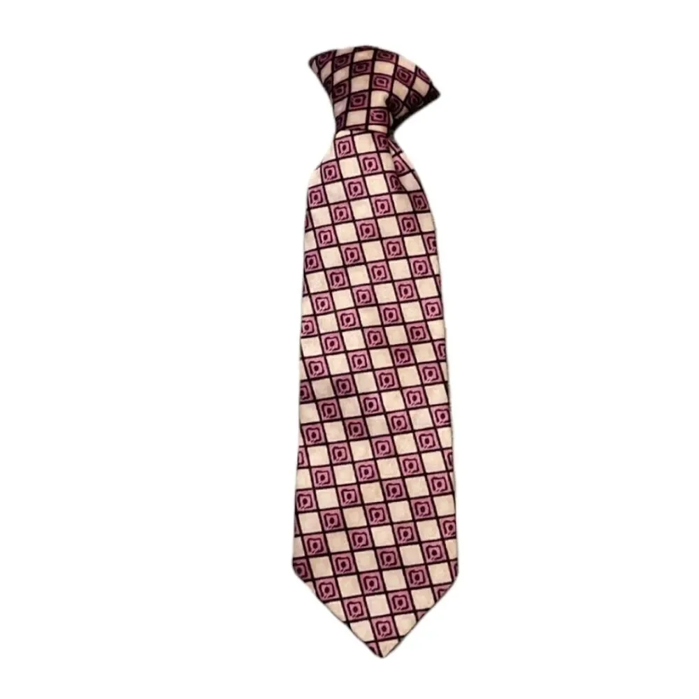 Fushia and White Kids Clip-on Tie